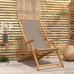 Beach Chair Solid Teak Wood Taupe