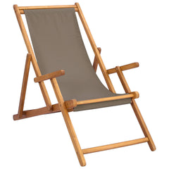 vidaXL Beach Chair Taupe Solid Teak Wood 2