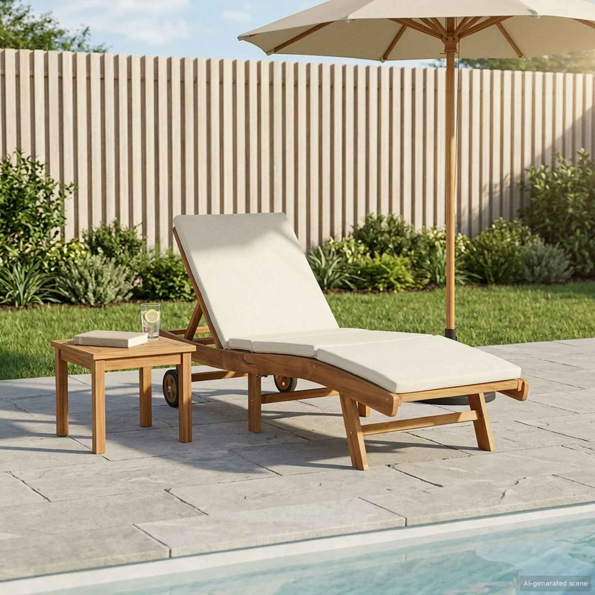 Sun Lounger Polyester Brown and cream without table