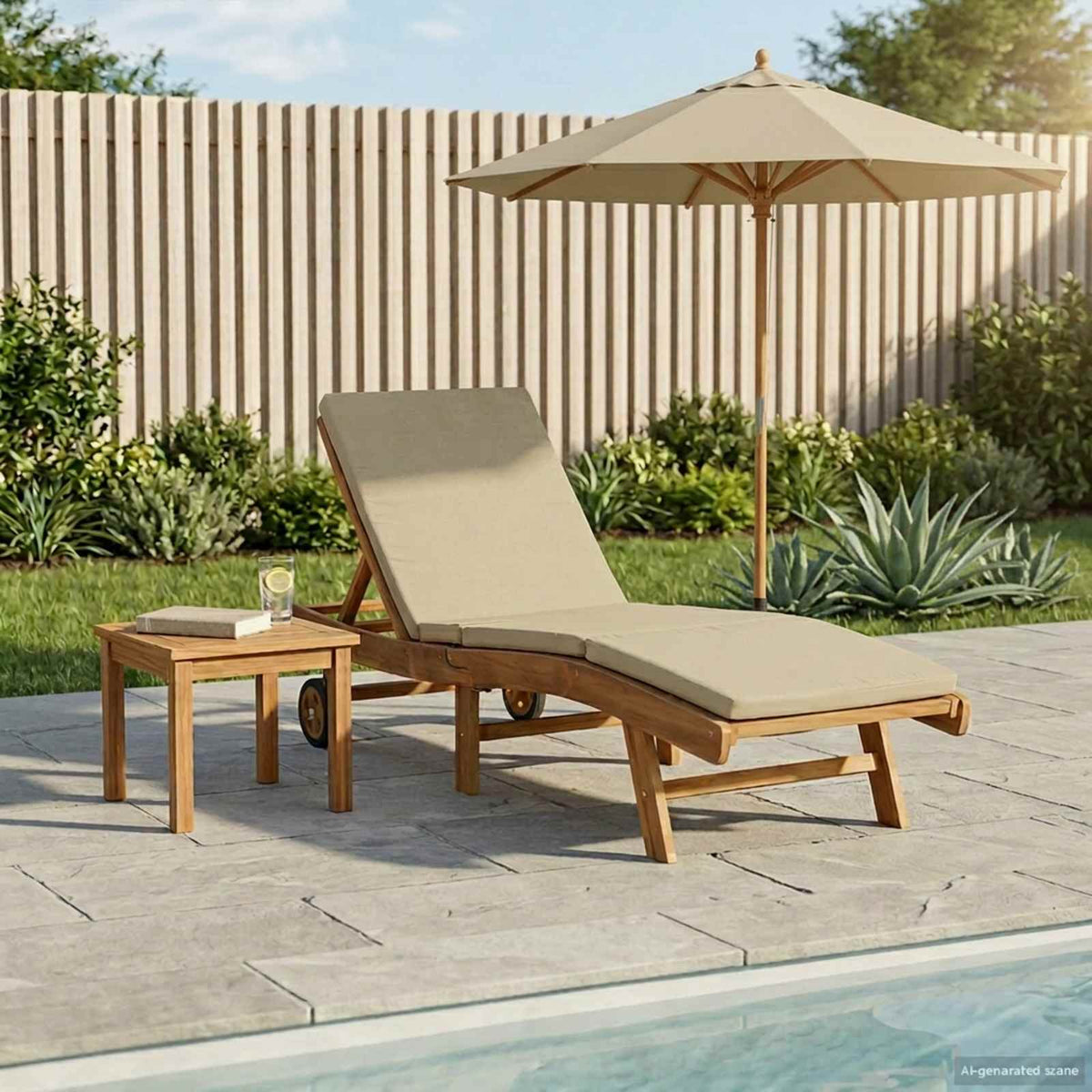 Sun Lounger Polyester Brown and beige without table