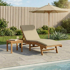 Sun Lounger Polyester Brown and beige without table