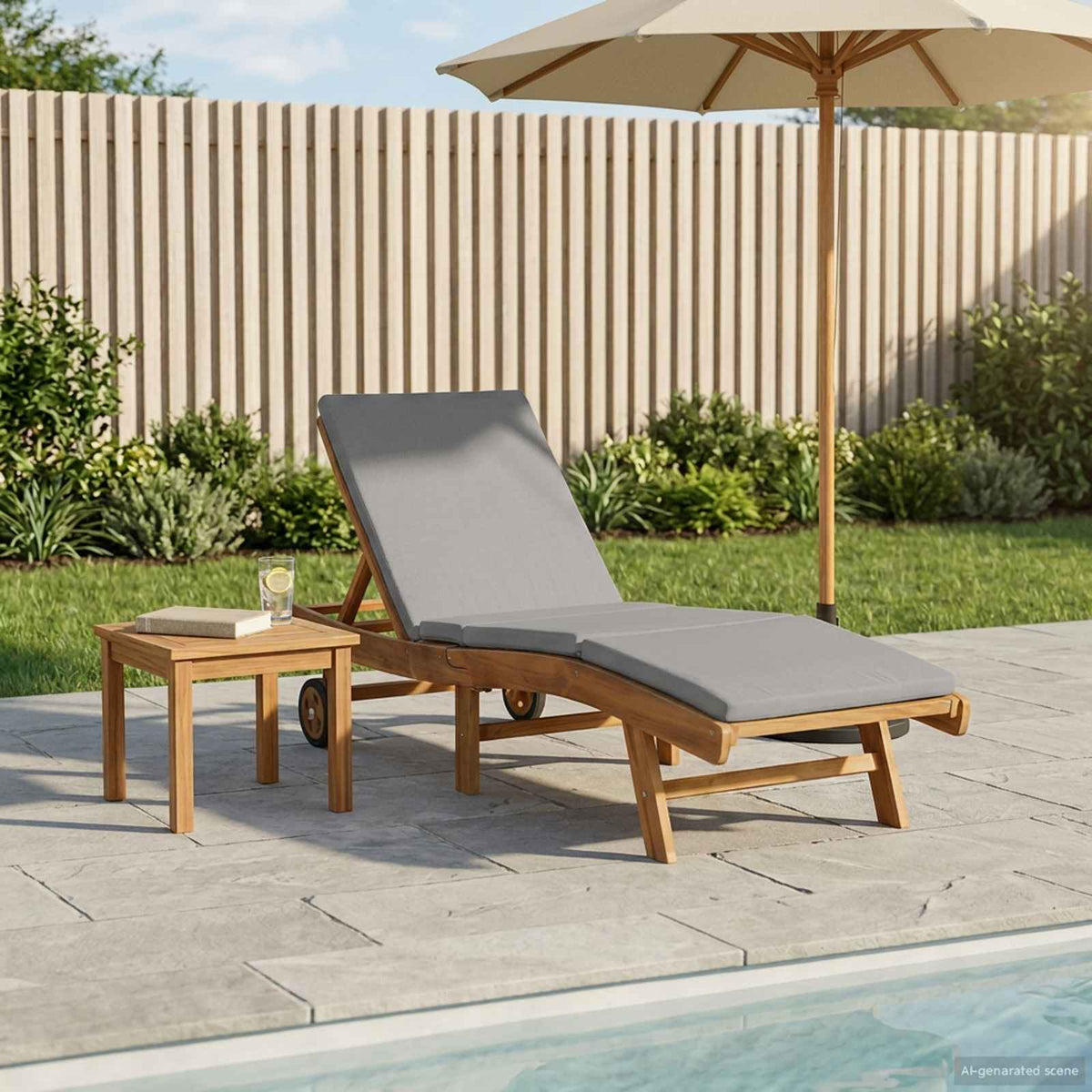 Sun Lounger Polyester Brown and light grey without table