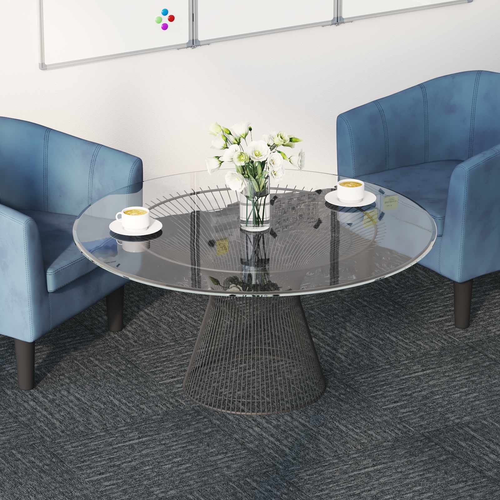 vidaXL Carpet Tile Sky Grey 50 x 50 cm 20 pcs PP and Bitumen 1