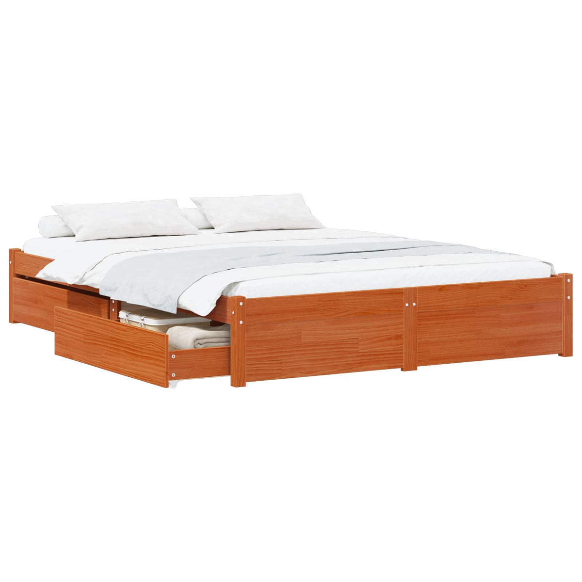 vidaXL Bed Frame 2 pcs Wax Brown 140 x 190 cm Solid Pine Wood 2