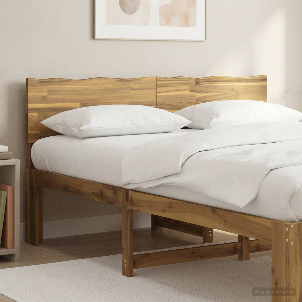vidaXL Live Edge Headboard ROSTOCK Whitewash 160 cm Solid Acacia Wood 1