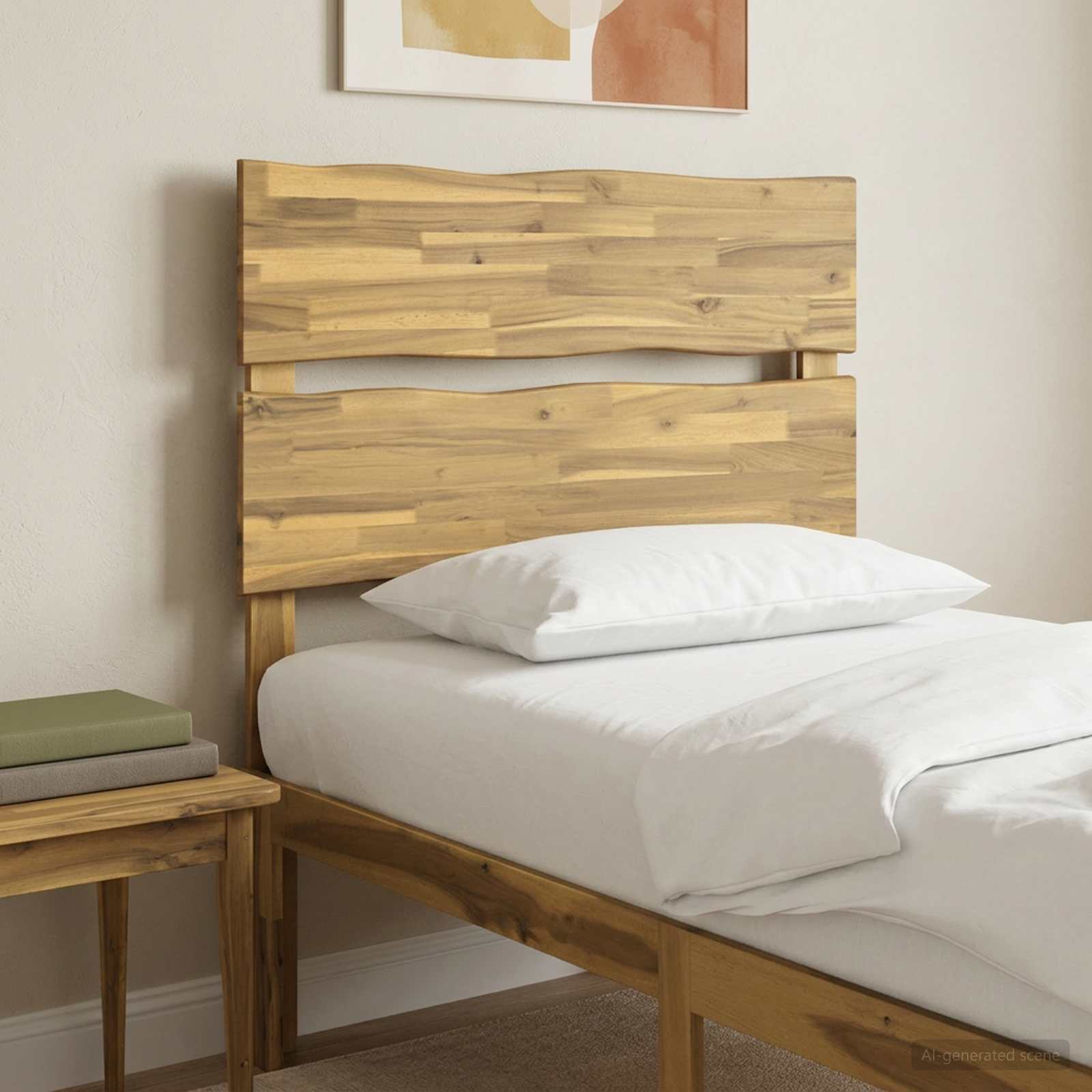 vidaXL Live Edge Headboard ROSTOCK White 100 cm Solid Acacia Wood 1