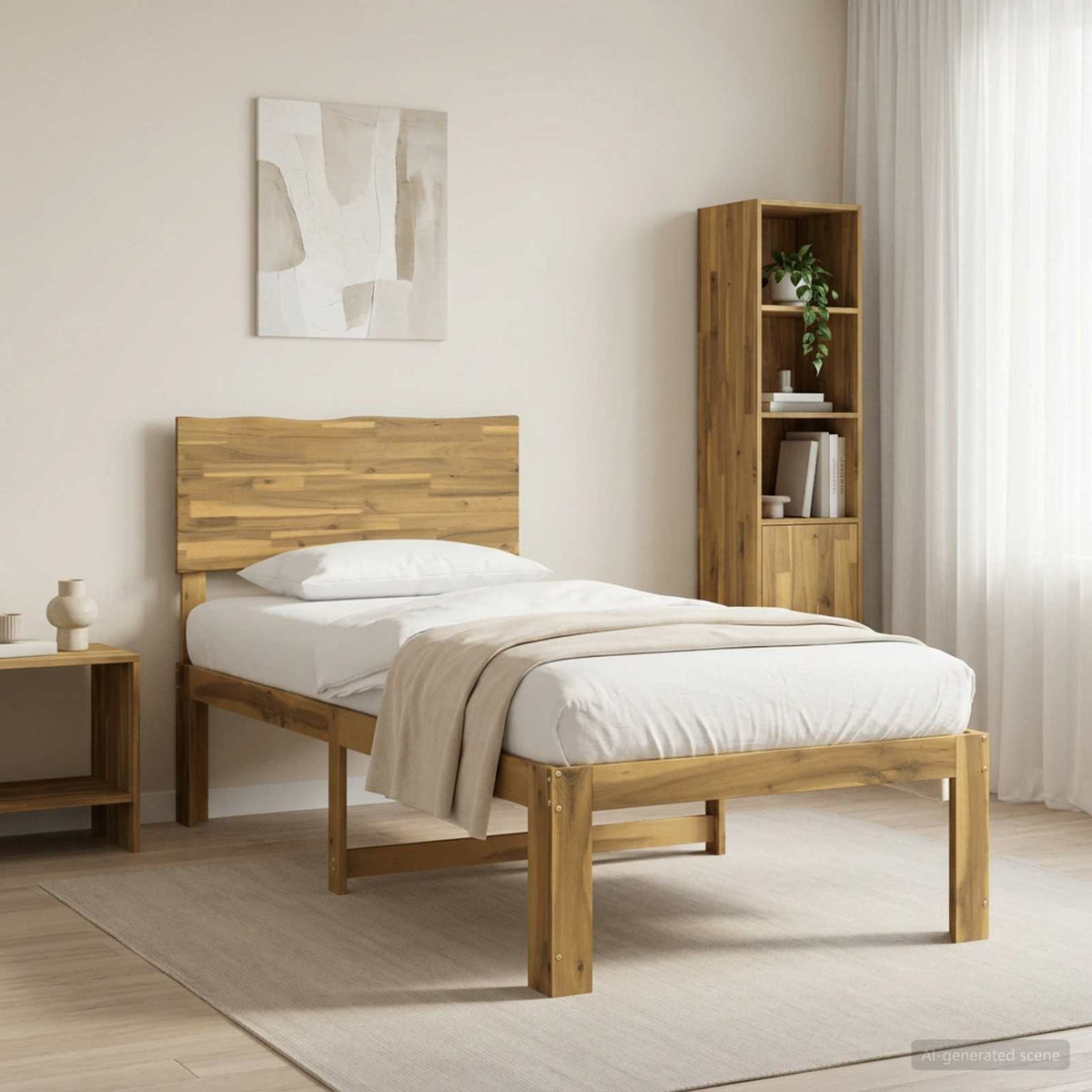 Double Bed Frame with Headboard ROSTOCK Length 190 cm Whitewash 75 cm