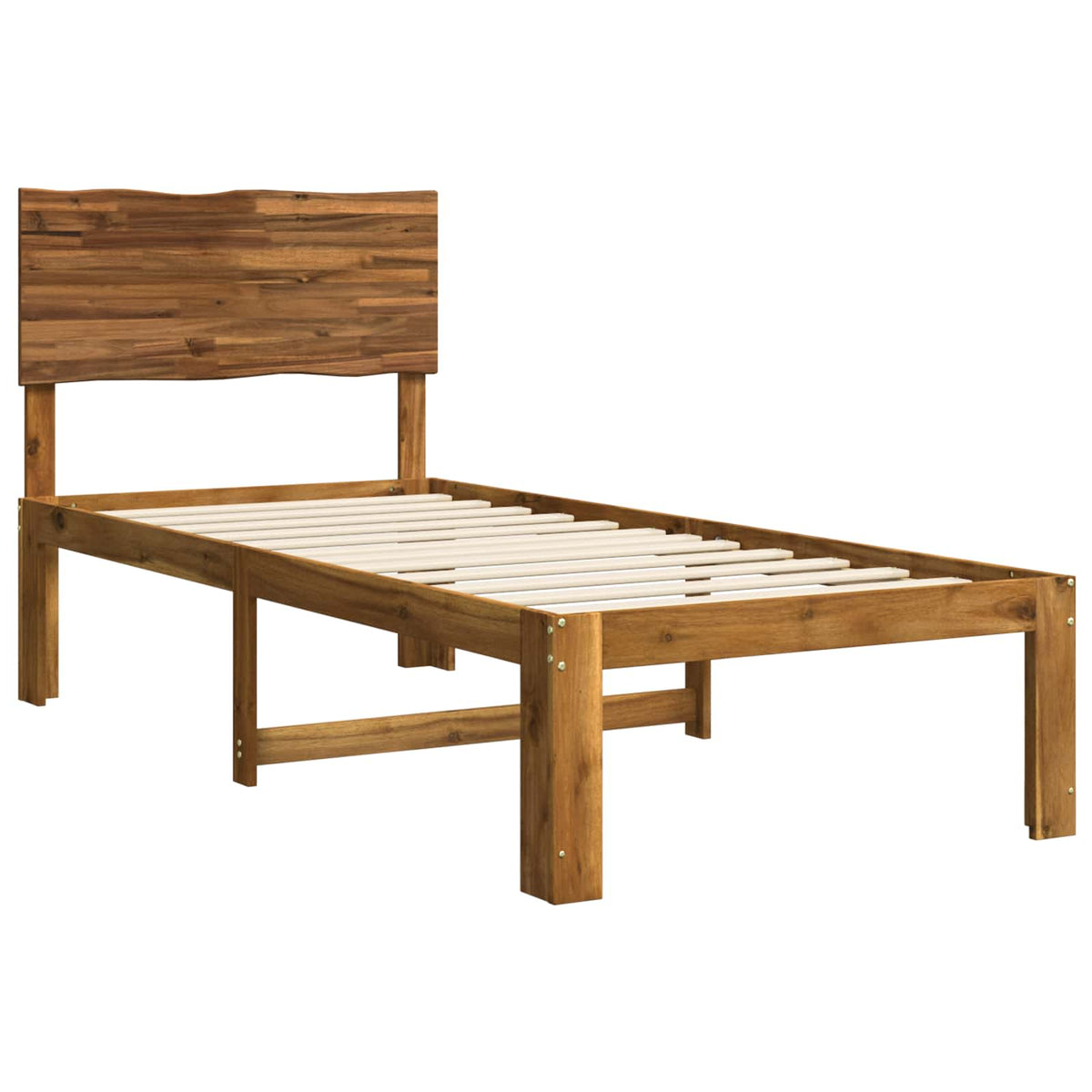 Double Bed Frame with Headboard ROSTOCK Length 190 cm Natural 90 cm