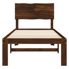 Double Bed Frame with Headboard ROSTOCK Length 200 cm Dark Brown 90 cm