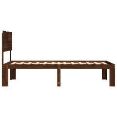 Double Bed Frame with Headboard ROSTOCK Length 200 cm Dark Brown 90 cm