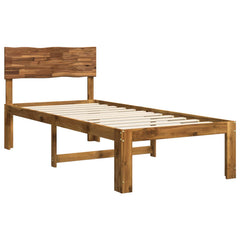 Double Bed Frame with Headboard ROSTOCK Length 190 cm Natural 90 cm