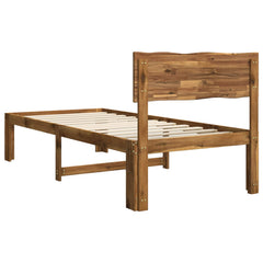 Double Bed Frame with Headboard ROSTOCK Length 190 cm Natural 90 cm