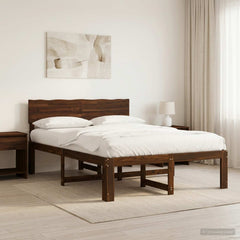 Double Bed Frame with Headboard ROSTOCK Length 190 cm Dark brown 120 cm