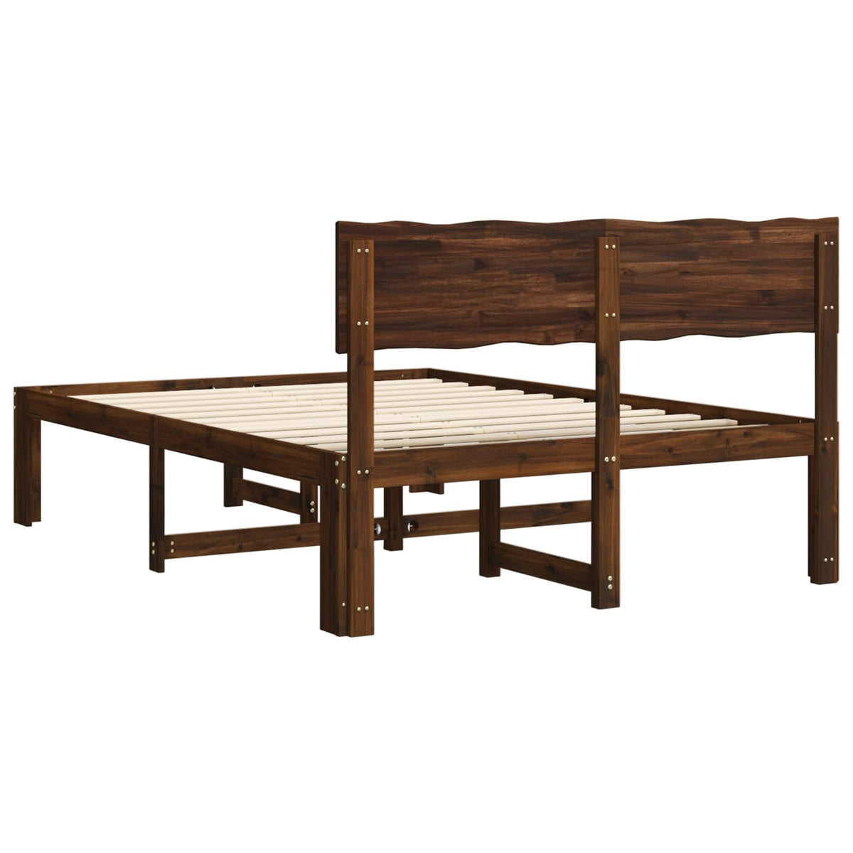 Double Bed Frame with Headboard ROSTOCK Length 200 cm Dark Brown 140 cm