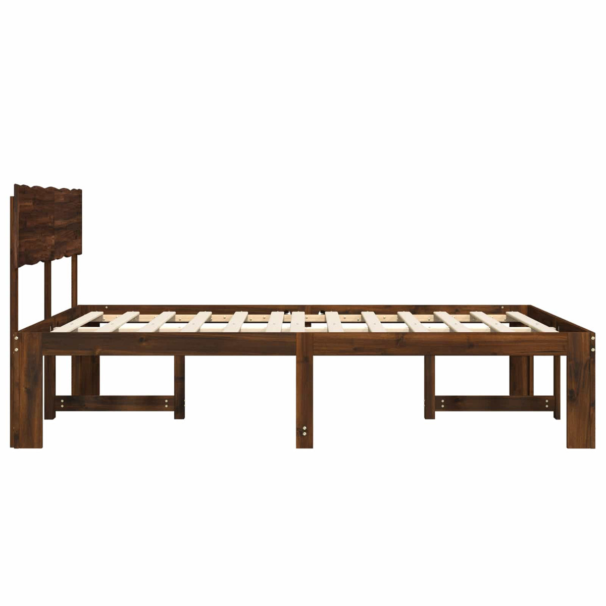 Double Bed Frame with Headboard ROSTOCK Length 200 cm Dark Brown 140 cm