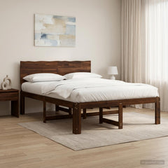 Double Bed Frame with Headboard ROSTOCK Length 190 cm Dark brown 120 cm