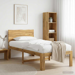 Single Bed Frame with Headboard ROSTOCK Length 200 cm Whitewash 90 cm