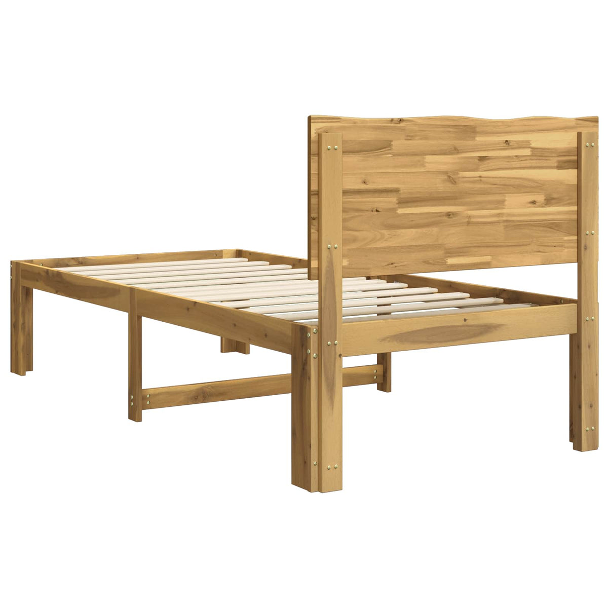 Single Bed Frame with Headboard ROSTOCK Length 200 cm Whitewash 90 cm