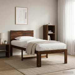 Double Bed Frame with Headboard ROSTOCK Length 190 cm Dark brown 90 cm