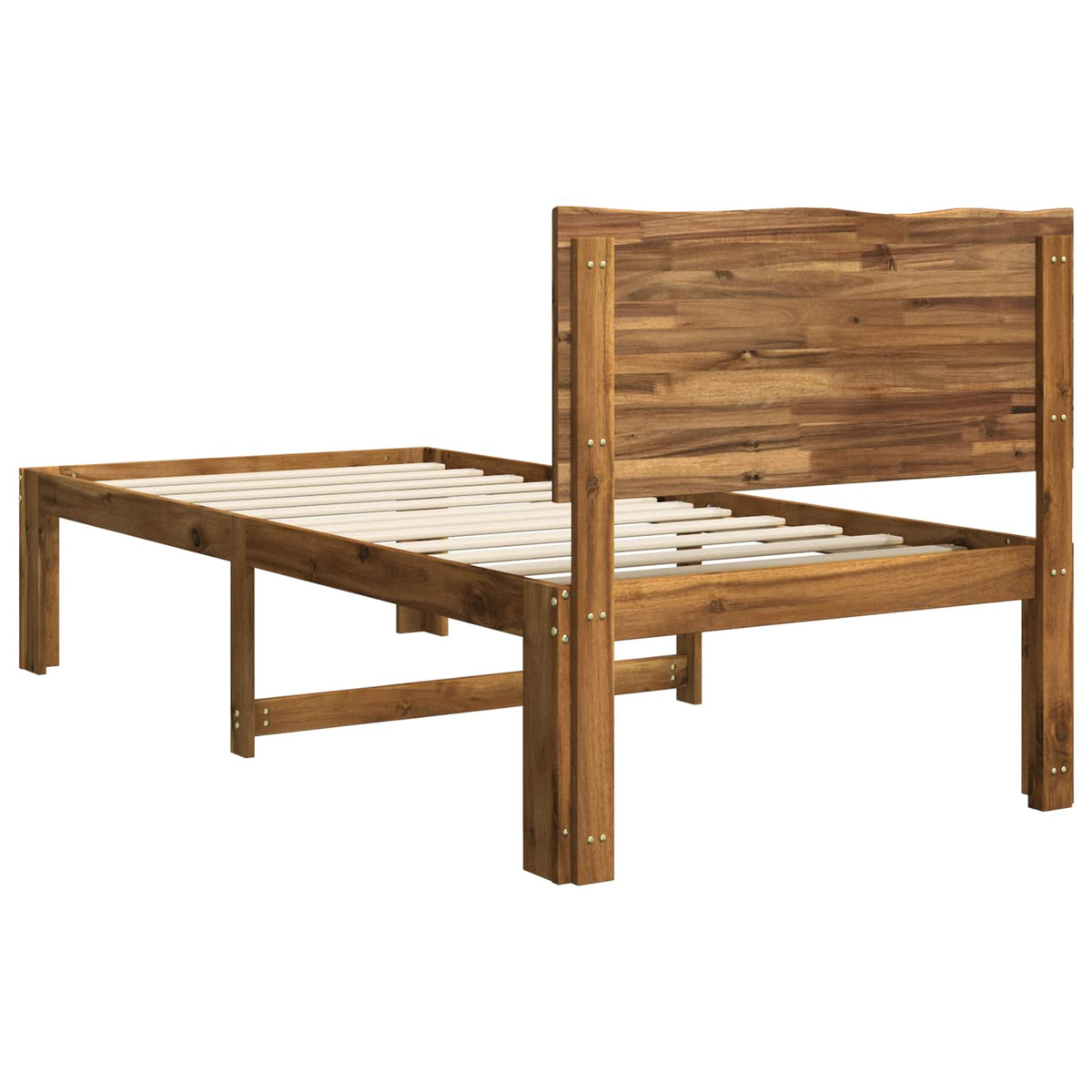 Double Bed Frame with Headboard ROSTOCK Length 190 cm Natural 90 cm