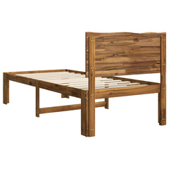Double Bed Frame with Headboard ROSTOCK Length 190 cm Natural 90 cm