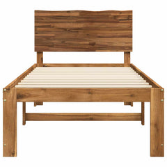 Double Bed Frame with Headboard ROSTOCK Length 190 cm Natural 90 cm