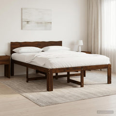 Double Bed Frame with Headboard ROSTOCK Length 190 cm Dark brown 120 cm