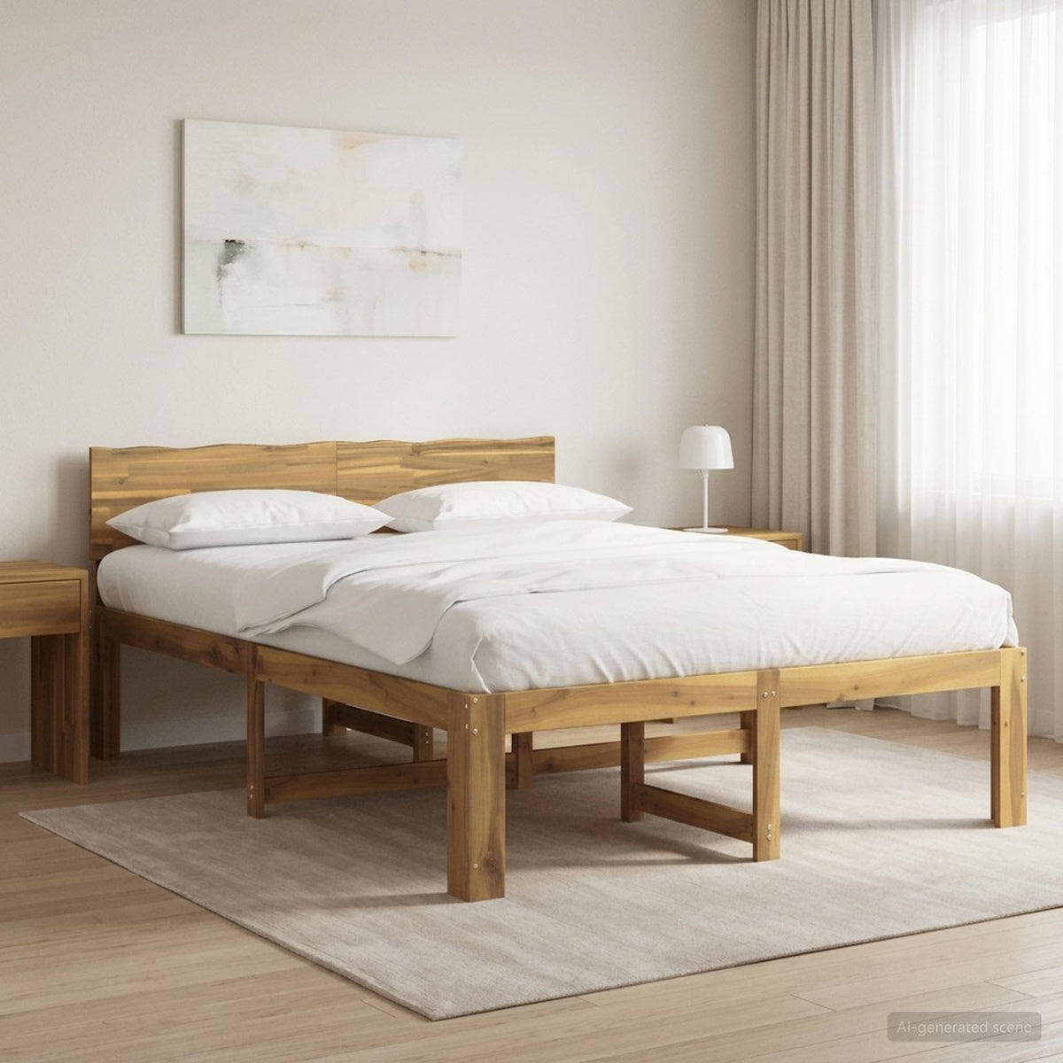 Double Bed Frame with Headboard ROSTOCK Length 190 cm Whitewash 120 cm