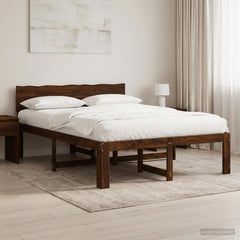 Double Bed Frame with Headboard ROSTOCK Length 190 cm Dark brown 140 cm