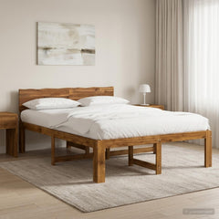 Double Bed Frame with Headboard ROSTOCK Length 190 cm Natural 140 cm