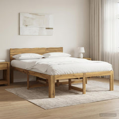Double Bed Frame with Headboard ROSTOCK Length 190 cm Whitewash 140 cm