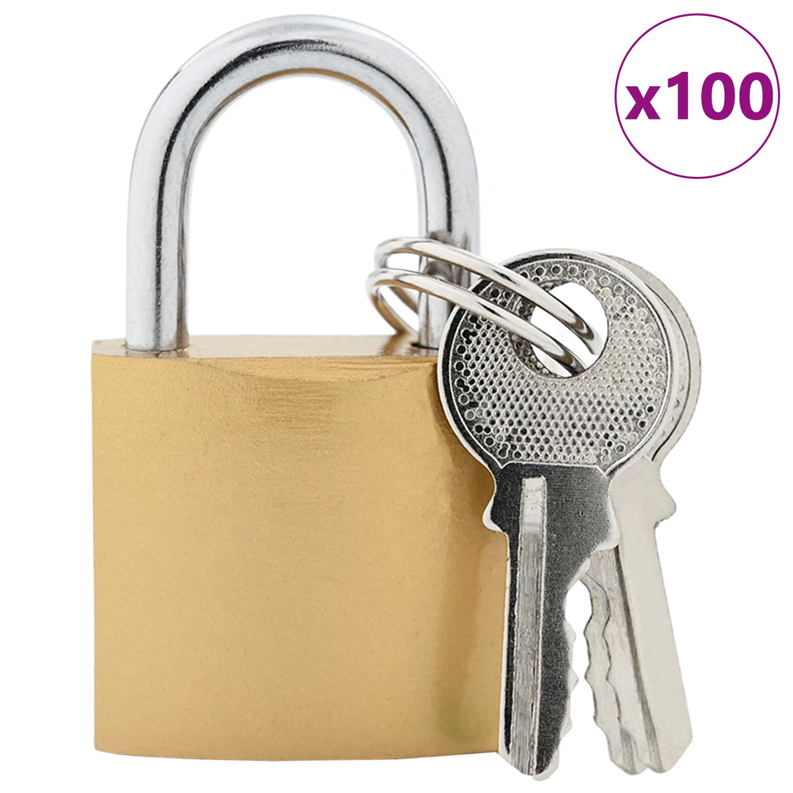 vidaXL U Lock with Keys 100 pcs Brass Iron 3