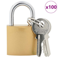 vidaXL U Lock with Keys 100 pcs Brass Iron 3