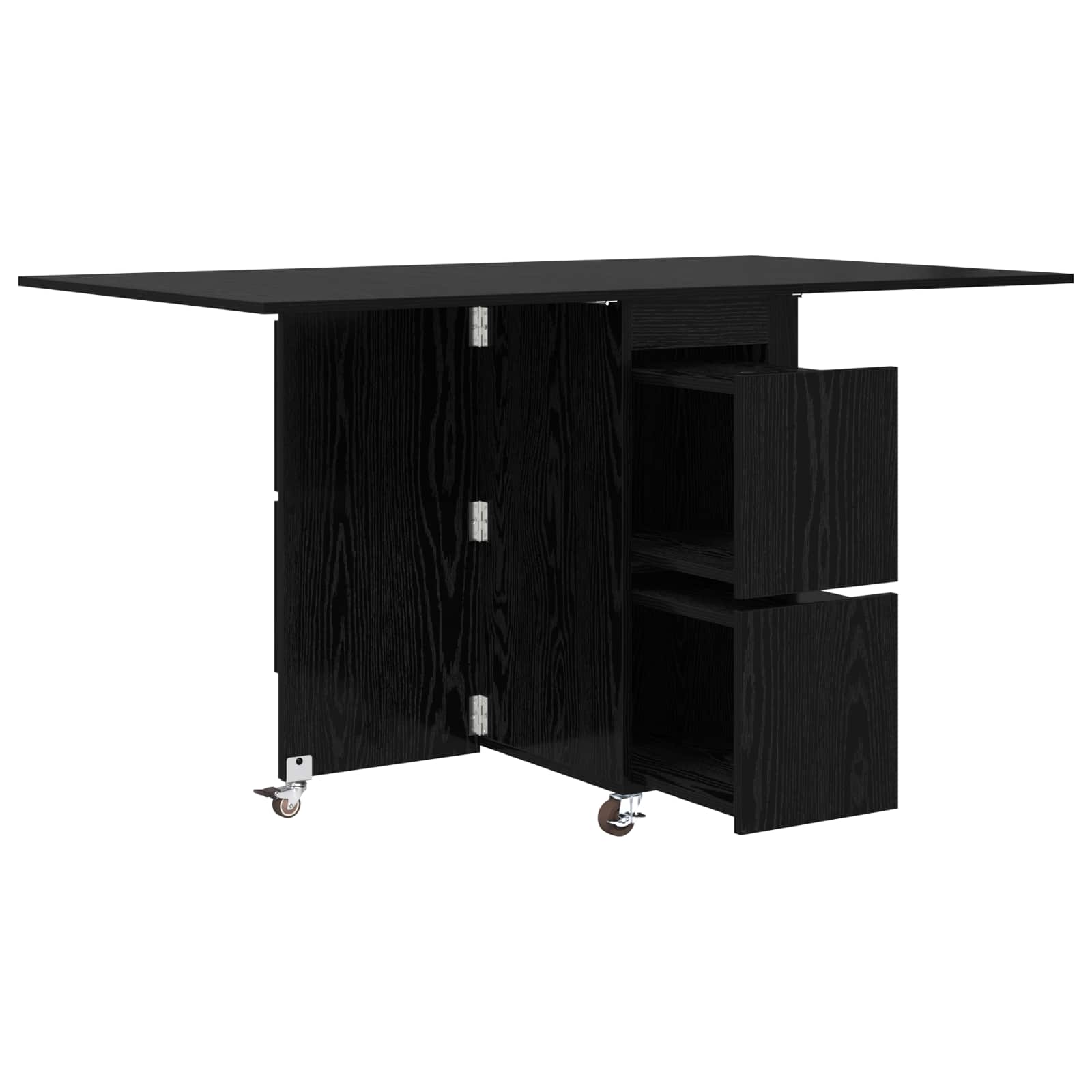 vidaXL Dinning Table 140 x 80 x 77 cm Engineered Wood Black Oak 5