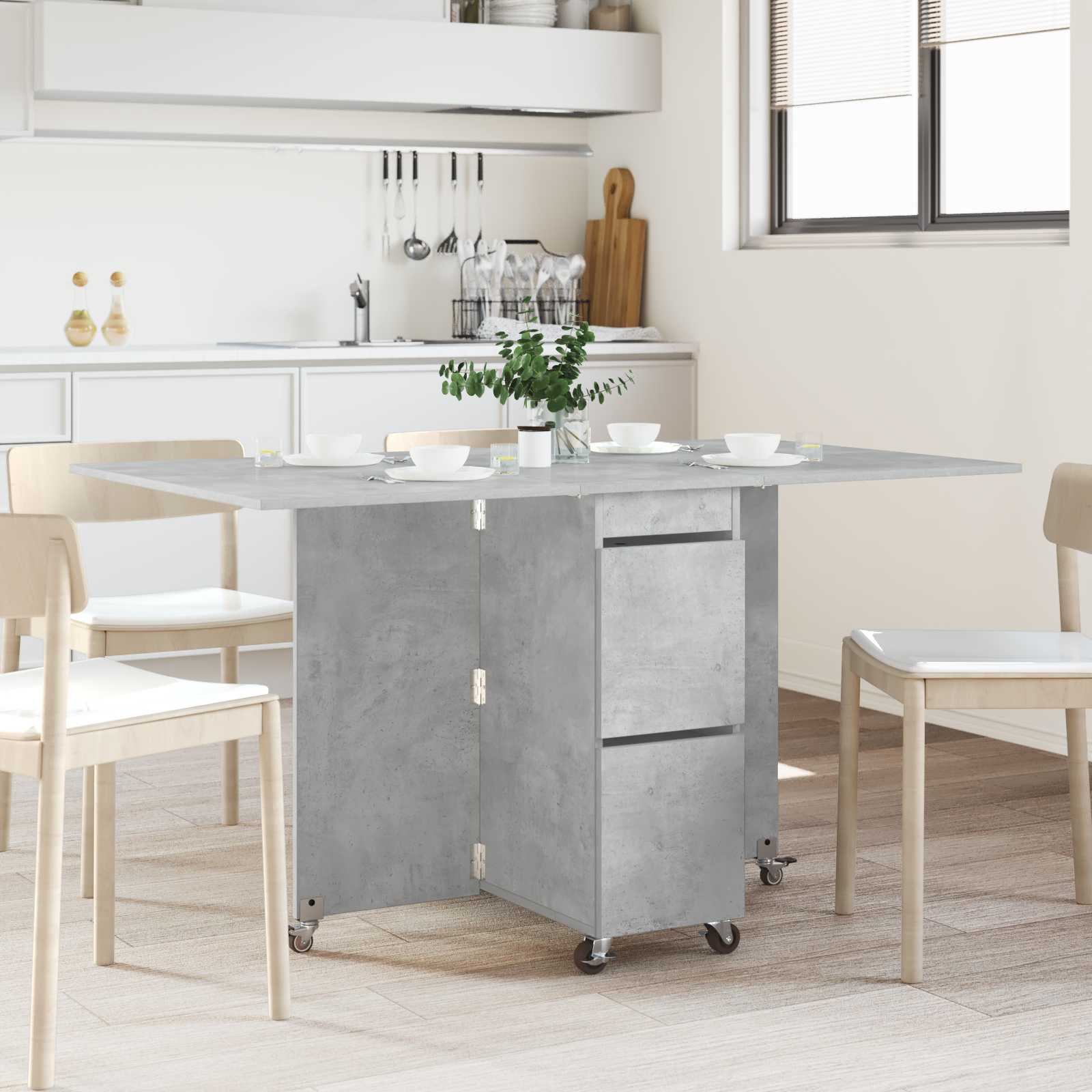 vidaXL Dinning Table 140 x 80 x 77 cm Engineered Wood Concrete Grey 1