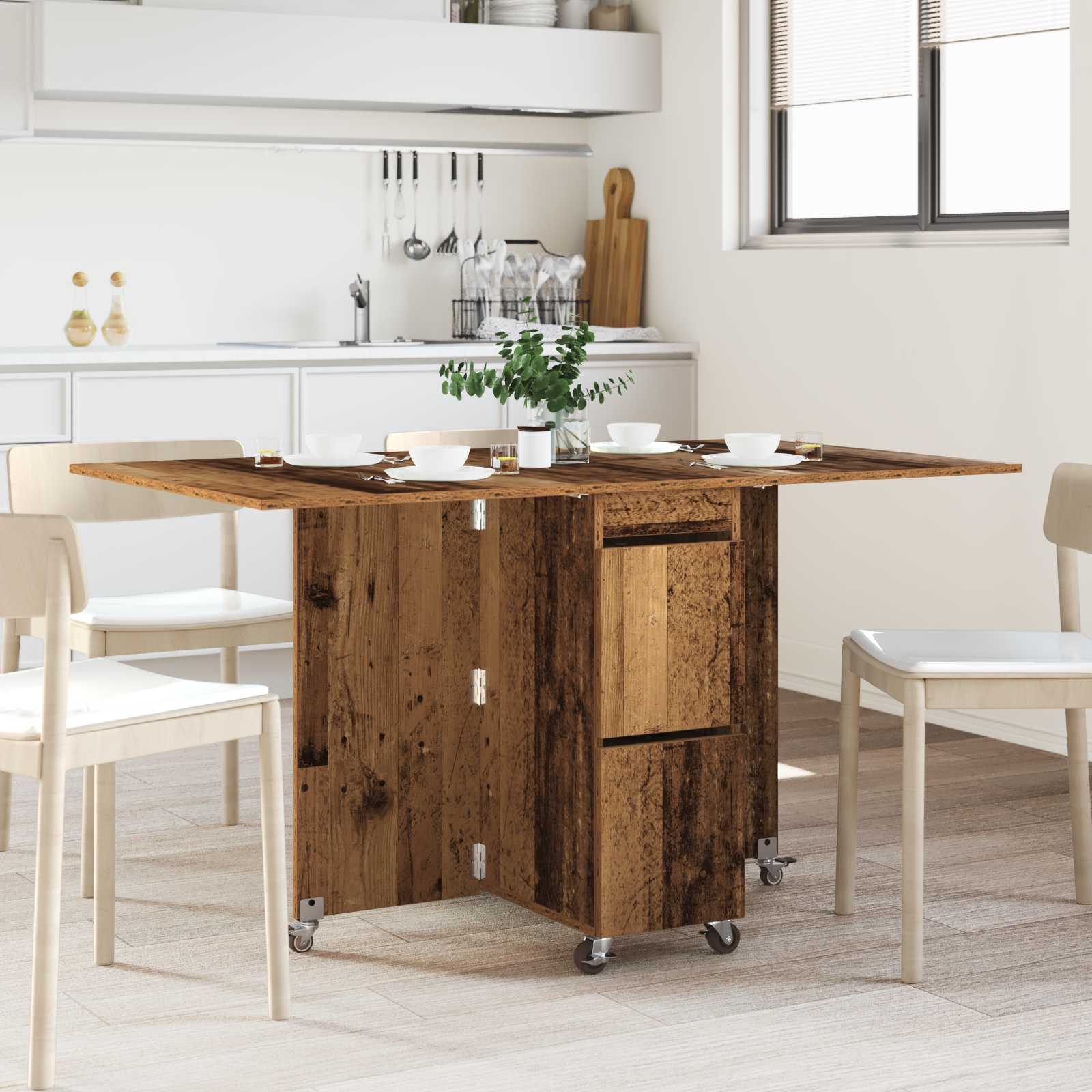 vidaXL Dinning Table 140 x 80 x 77 cm Engineered Wood Old Wood 1
