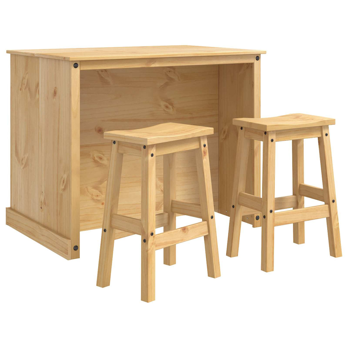 Kitchen Island Set 3 pcs 112 x 77 x 91.5 cm Honey wax