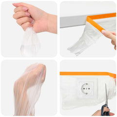 vidaXL Dust Sheet with Adhesive Tape 12 pcs Transparent 110 x 3300 cm 6