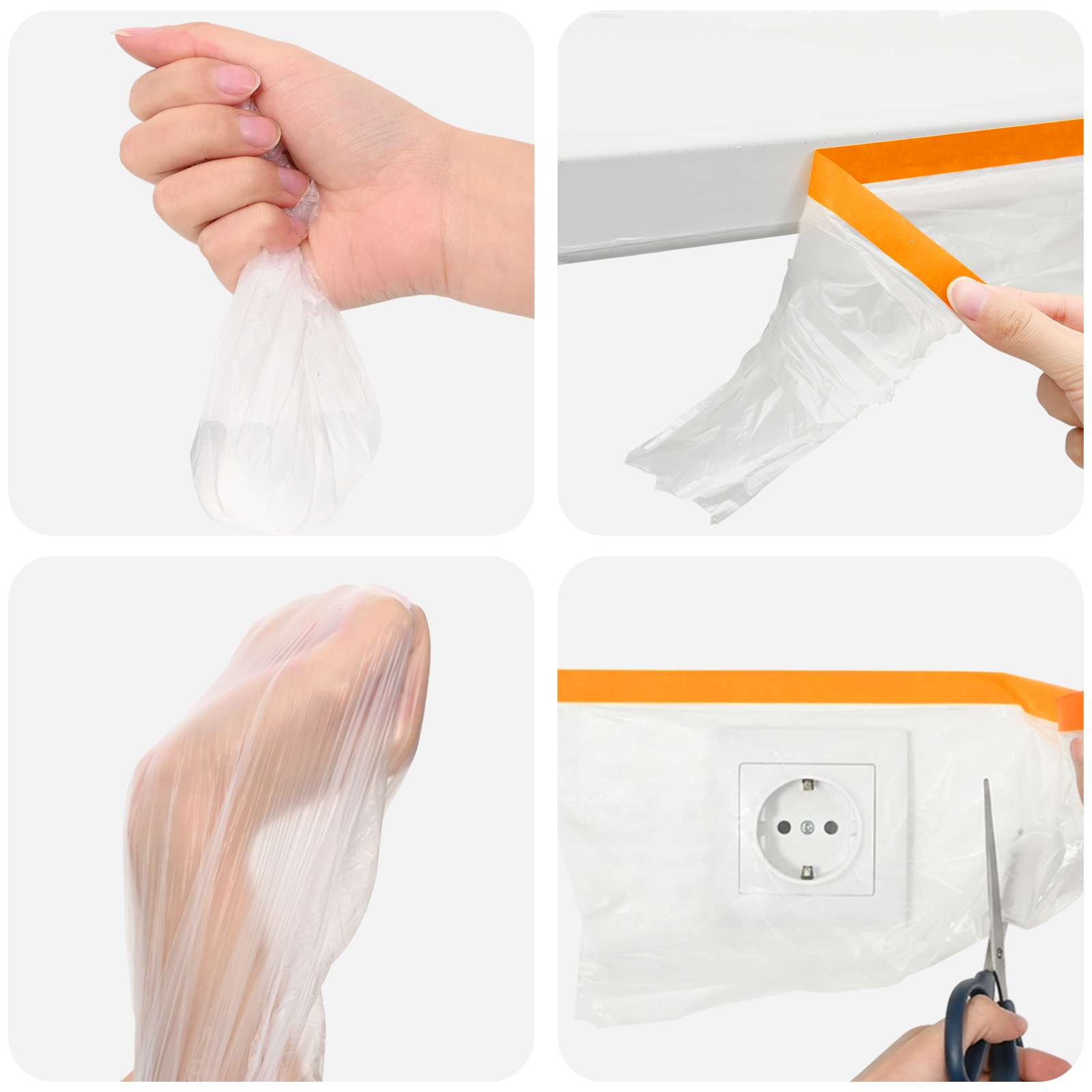 vidaXL Dust Sheet with Adhesive Tape 12 pcs Transparent 140 x 3300 cm 6