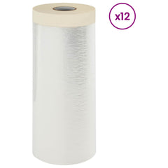 vidaXL Dust Sheet with Adhesive Tape 12 pcs Transparent 140 x 3300 cm 2