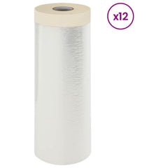 vidaXL Dust Sheet with Adhesive Tape 12 pcs Transparent 240 x 2000 cm 2