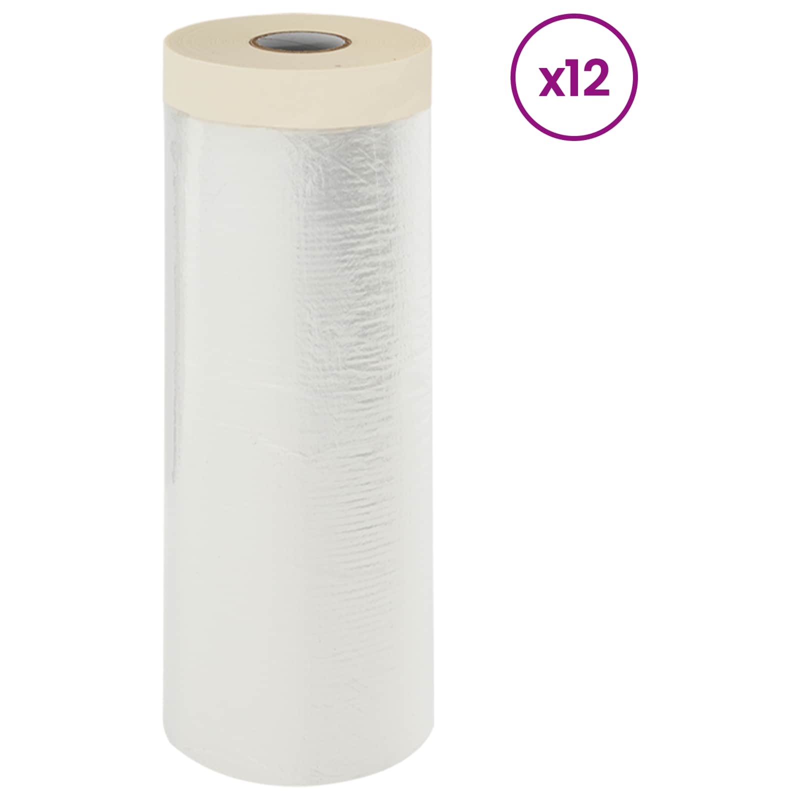vidaXL Dust Sheet with Adhesive Tape 12 pcs Transparent 270 x 1600 cm 2