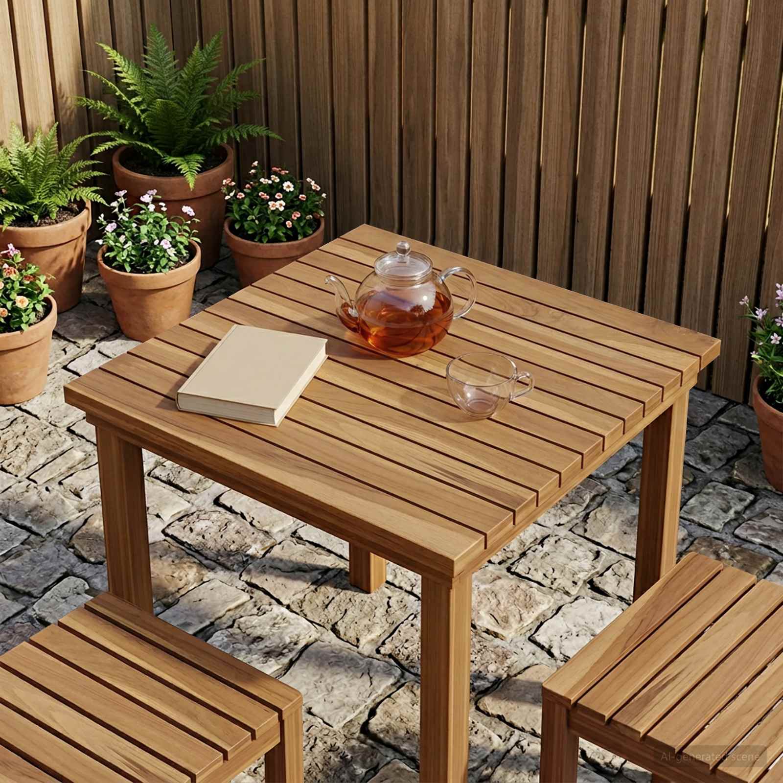 vidaXL Table Top 50 x 50 x 3.5 cm Square Solid Teak Wood Natural 1