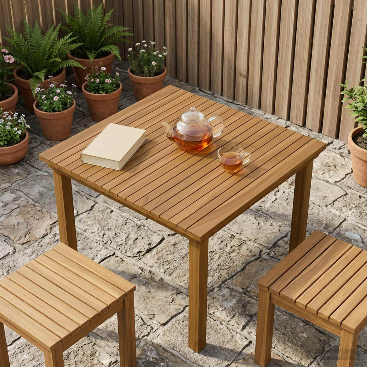 Table Top Ø 40 x 3.5 Round Solid Teak Wood Natural 70 x 70 cm