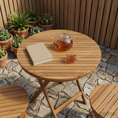 Table Top Ø 40 x 3.5 Round Solid Teak Wood Natural Ø 80 cm