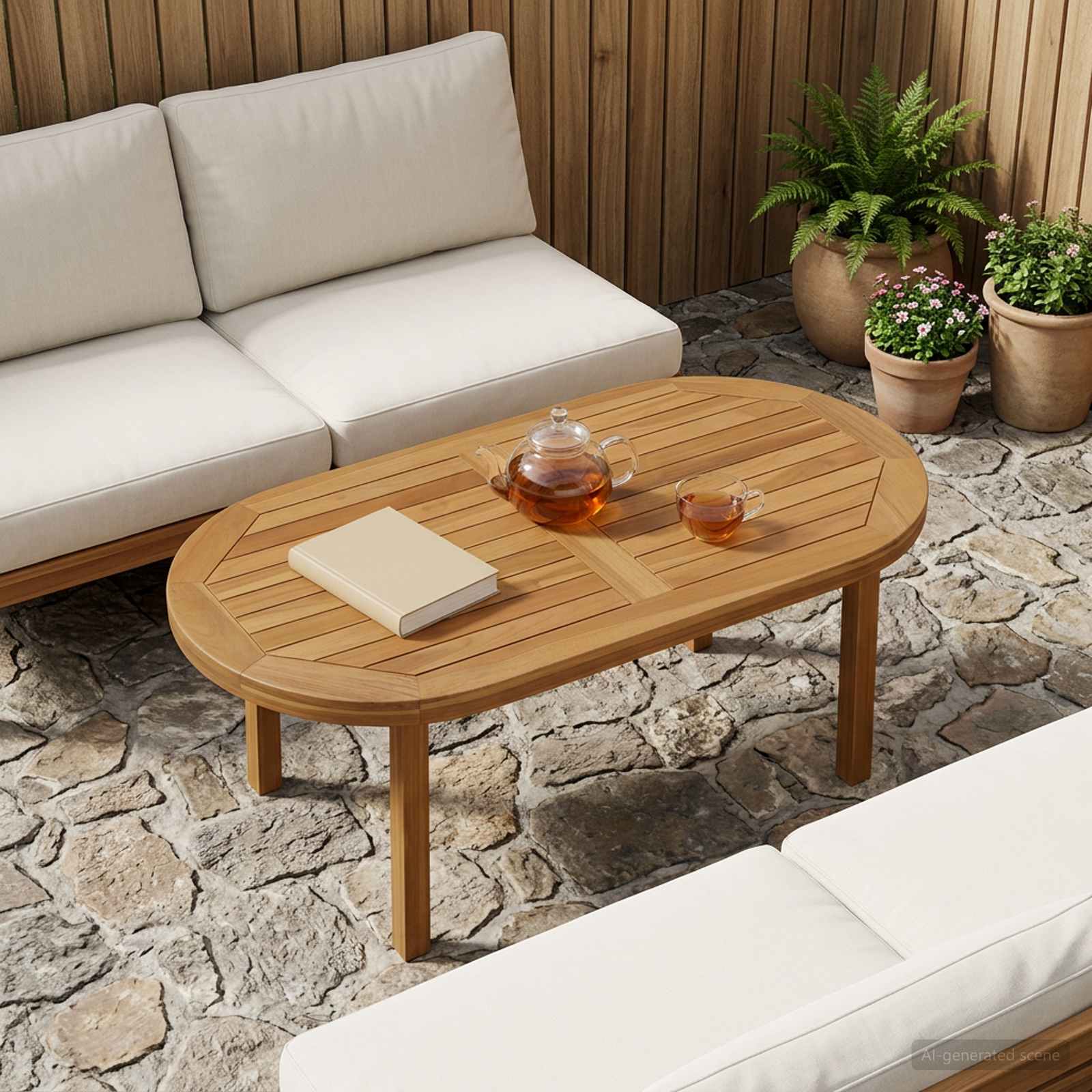 vidaXL Table Top Oval Solid Teak Wood Natural 1