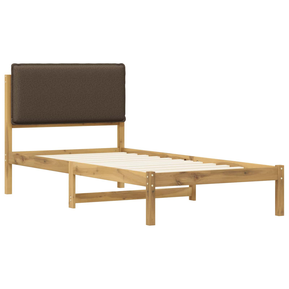 Bed Frame with Upholstered Headboard Length 200 cm Whitewash and Taupe 90 cm