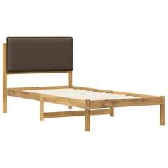 Bed Frame with Upholstered Headboard Length 200 cm Whitewash and Taupe 90 cm