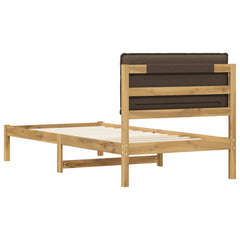 Bed Frame with Upholstered Headboard Length 200 cm Whitewash and Taupe 90 cm