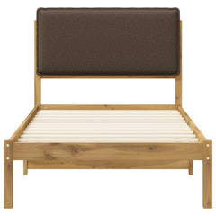 Bed Frame with Upholstered Headboard Length 200 cm Whitewash and Taupe 90 cm